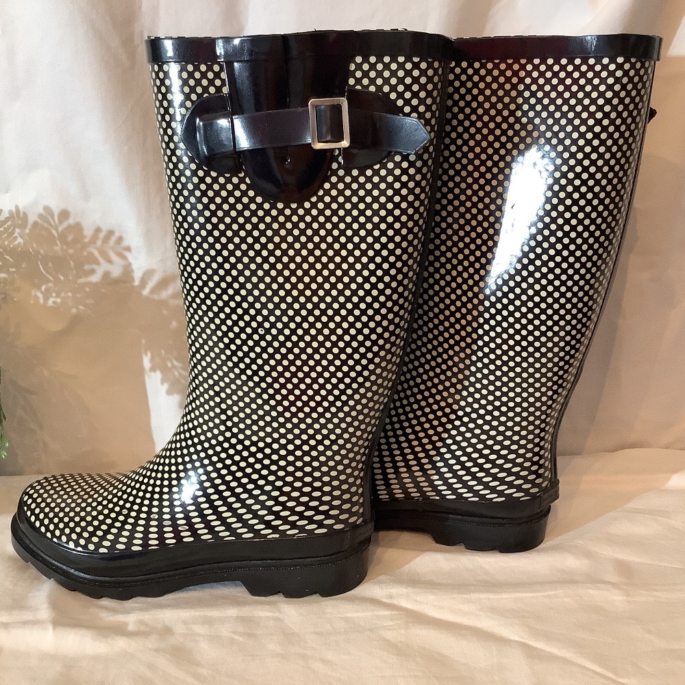 Marilyn Monroe black‎ white rain boots
